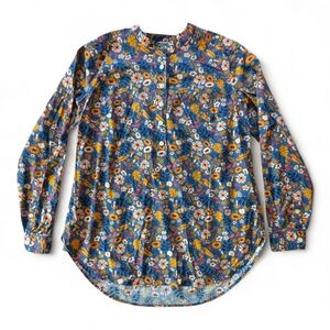 Duluth Trading Co Mushroom Floral Tunic Top Long Sleeve Shirt Pockets Size Large